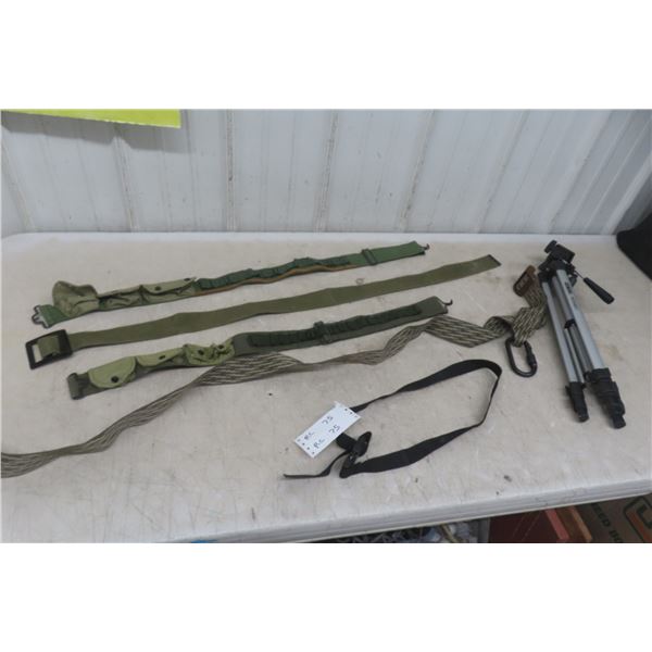 Ammo Belt, Climbing Safety Gear, and Photo Tripod