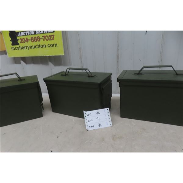 3x Metal Military Style Ammo Cases