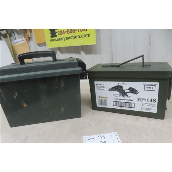 2x Ammo Cases 1) Metal, 1) Plastic