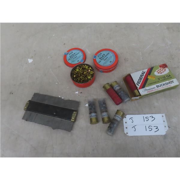 12 Gauge Buckshot (8 Rounds), 400 Percussion Caps and Measuring Gauge