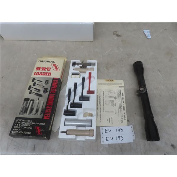 Universal 4×32 Scope and ARC Loader w/ Shot Segment Crimp Station and Shot Measures