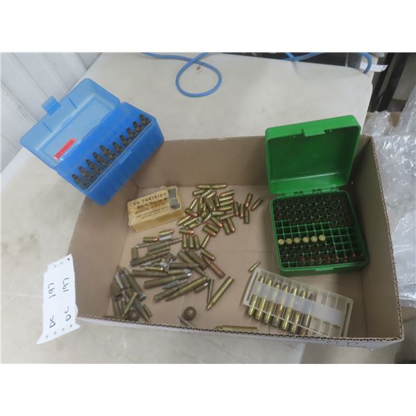 Mixed Ammo: 9mm and Various Rifle Rounds, Plus Brass