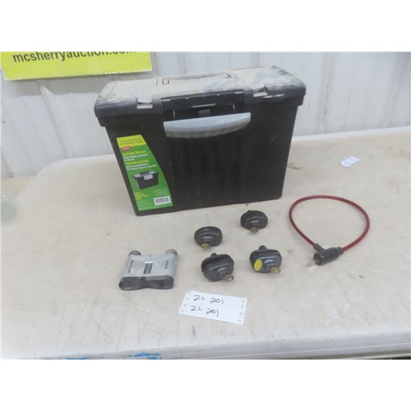 File Box w/ Binoculars, 4 Keyed Trigger Locks and Cable Lock, All with Keys