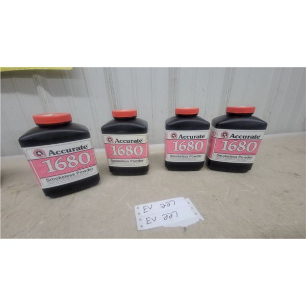 Four Accurate 1680 Smokeless Powder Containers, 1 Pound Each. *A valid PAL is required at pickup