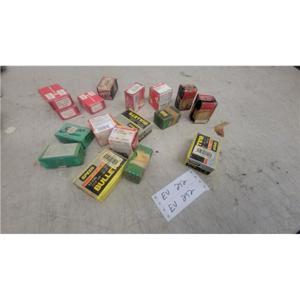 Speer and Hornady 22 Caliber .224" Reloading Bullets, Assorted Weights and Styles, Some Full Some