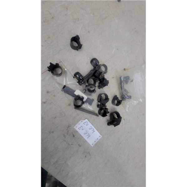 Assorted Firearm Scope Rings, Mounts, and Picatinny Rail Accessories