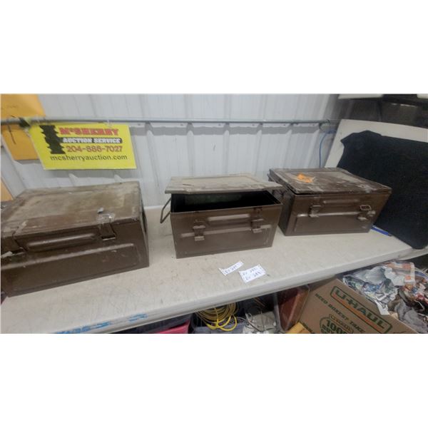 Three Military Surplus Ammunition Cans, PA120, PA-70, and M2A1 Styles 10 x 15 x 19". *A valid PAL