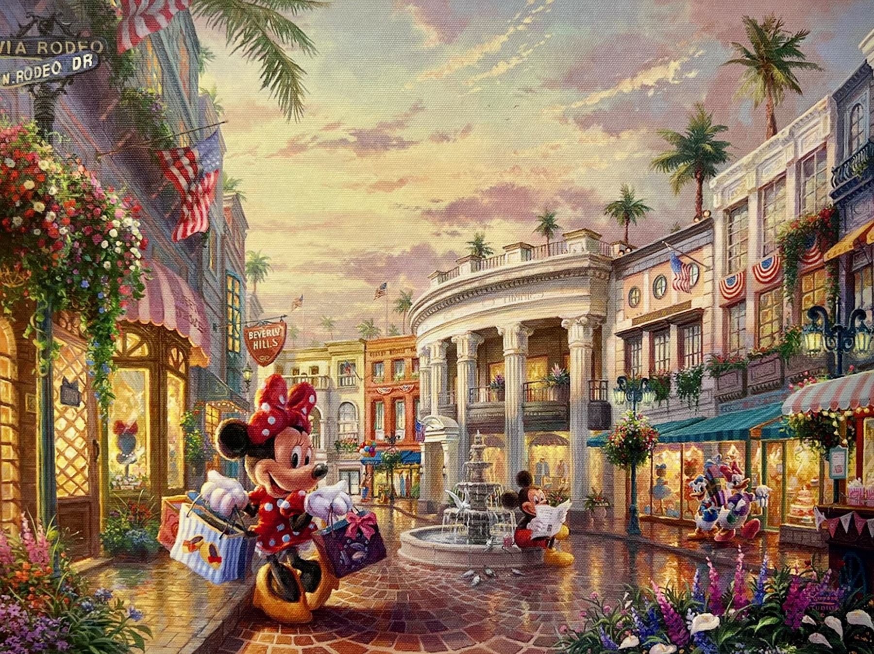 Thomas Kinkade Disney MICKEY & MINNIE MOUSE ON RODEO DRIVE BEVERLY ...