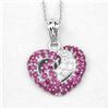 Image 2 : Plated Rhodium 2.65ctw Ruby and White Sapphire Pendant with Chain