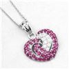 Image 3 : Plated Rhodium 2.65ctw Ruby and White Sapphire Pendant with Chain