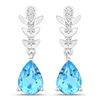 Image 1 : Plated Rhodium 2.30ctw Swiss Blue Topaz and Lab Diamond Earrings