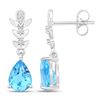 Image 2 : Plated Rhodium 2.30ctw Swiss Blue Topaz and Lab Diamond Earrings