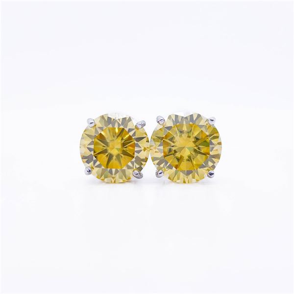 Plated 14KT White Gold 4.00ctw Ice Blue Fire Moissanite Earrings
