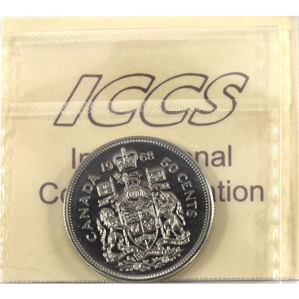 50-cent 1968 Rotated Die ICCS PL66 UHC 