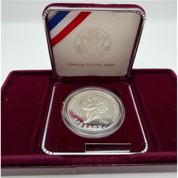Thomas Jefferson 250th Anniversary Silver Dollar