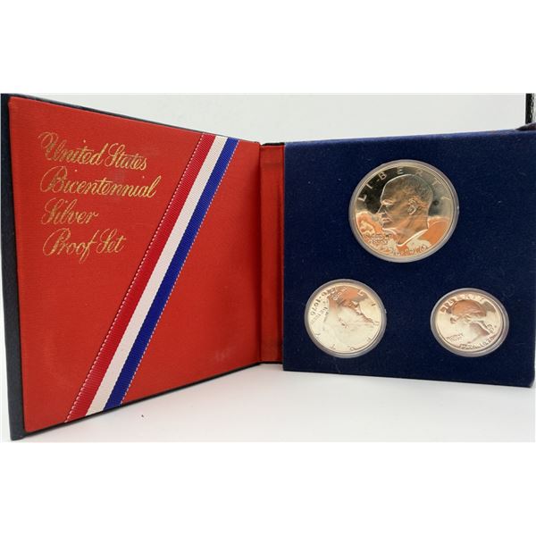 1776 - 1976 US Bicentennial Silver Proof Set 3 Coins