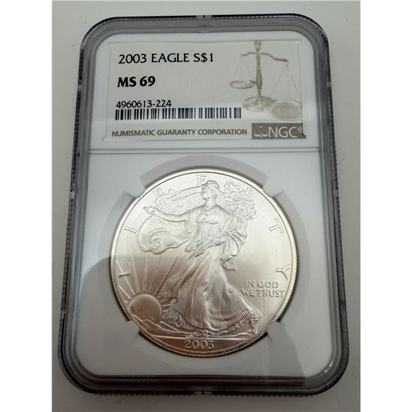 Certified 2003 Silver Eagle MS 69