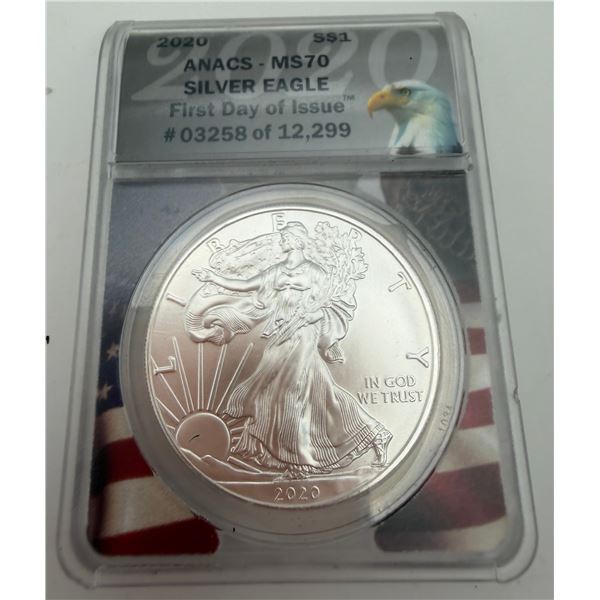 Certified 2020 Silver Eagle MS 70