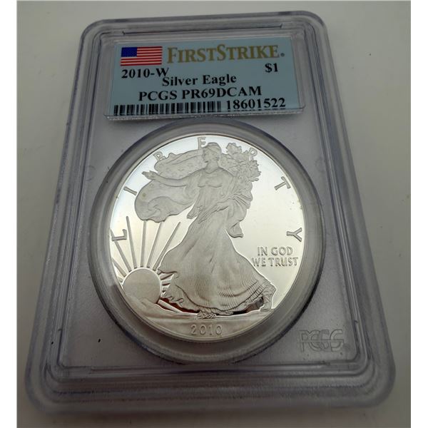 Certified 2010 W Silver Eagle PCGS PR69DCAM