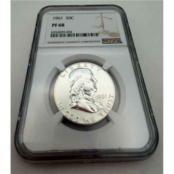 Certified 1961 Franklin Half Dollar PF 68