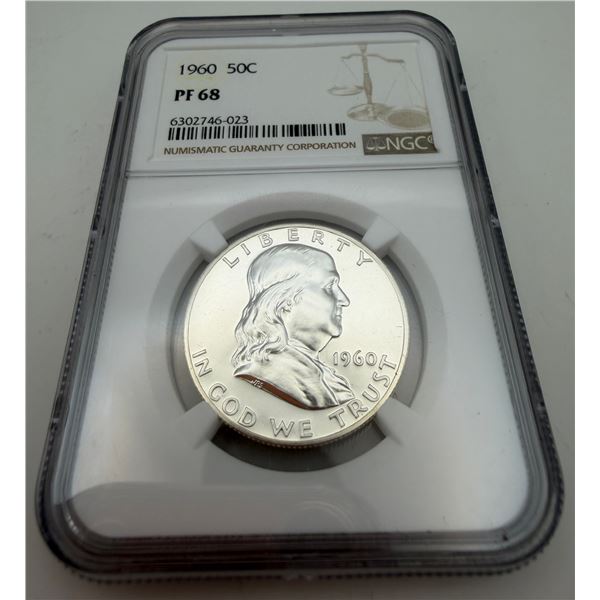 Certified 1960 Franklin Half Dollar PF 68