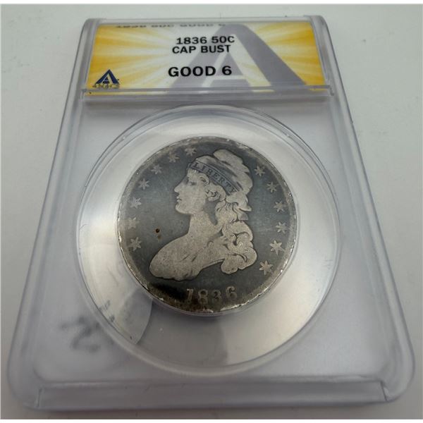1836 Lettered Edge Capped Bust Half Dollar