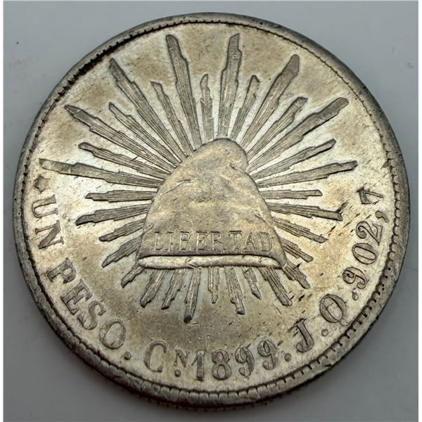1899 Silver Mexico 1 Peso Coin