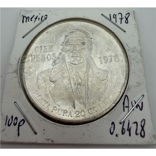 1978 Cien Pesos Silver Coin