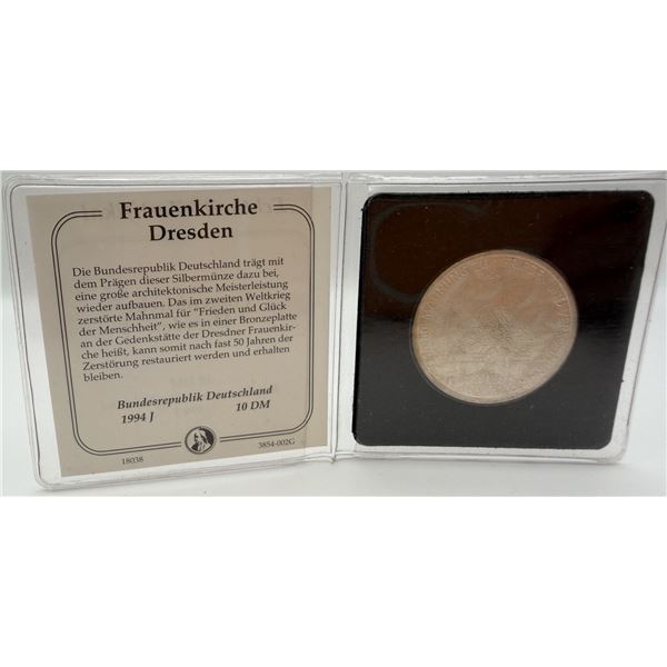 1994 Frauenkirche Cathedral 10 Deutsche Mark Coin