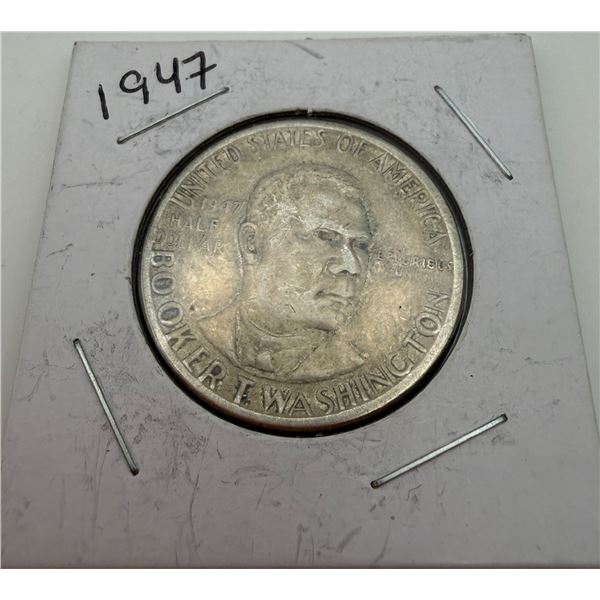 1947 Booker T Washington Silver Half Dollar