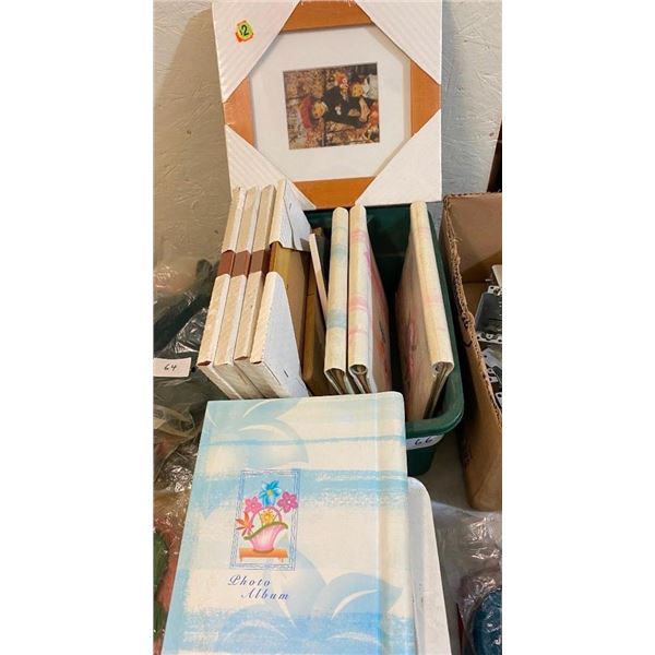 BOX LOT OF ASSORTED PICTURE FRAMES AND ALBUMS