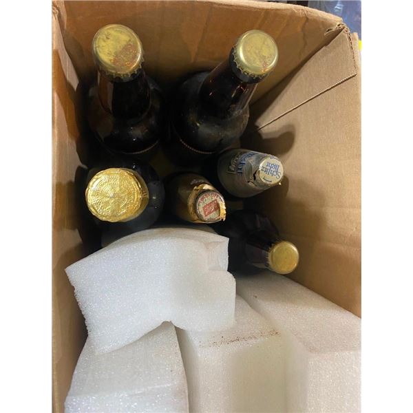 BOX LOT OF 6 COLLECTIBLE BEER BOTTLES