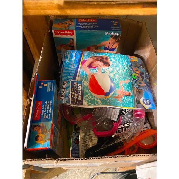 BOX LOT OF POOL ITEMS