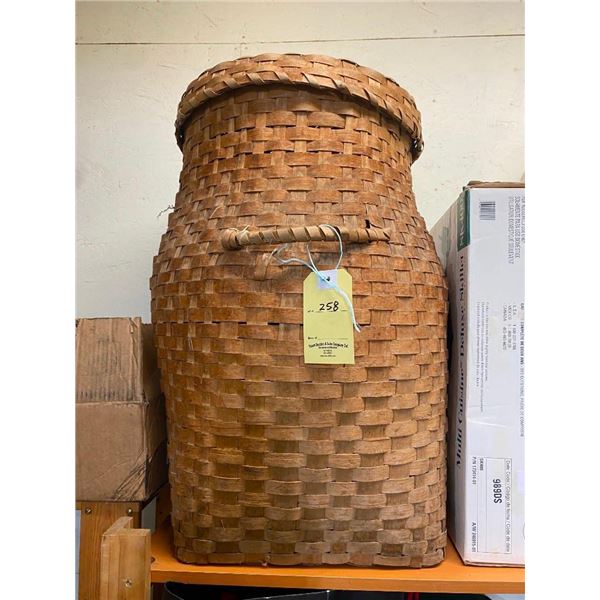 VERY LARGE WOVEN BASKET WITH COVER