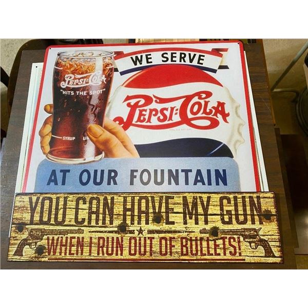 2 TIN SIGNS