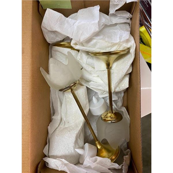 3 BRASS CANDLE HOLDERS