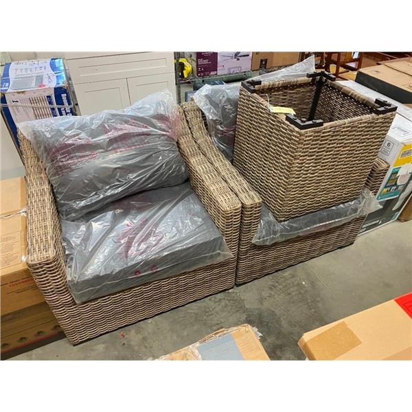 3-PC PATIO WICKER CHAIR SET