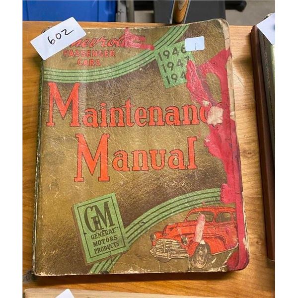 OLD VEHICLE MAINTENANCE MANUAL
