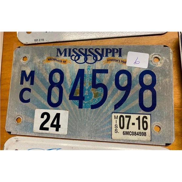 MISSISSIPPI MOTORCYCLE LICENSE PLATE