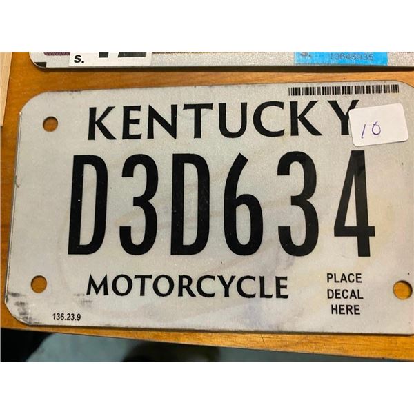 KENTUCKY MOTORCYCLE LICENSE PLATE