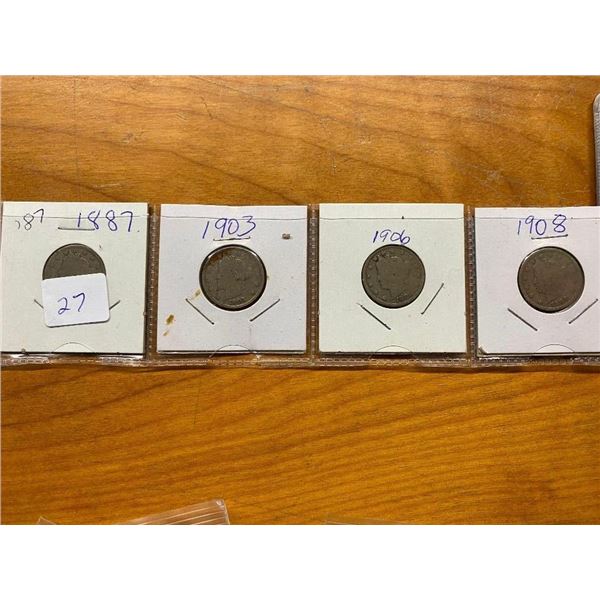 4 PCS OF US V NICKELS - ASSORTED DATES