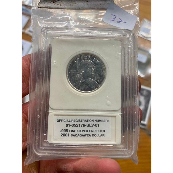 2001 NATIVE AMERICAN .999 FINE SILVER ENRICHED DOLLAR