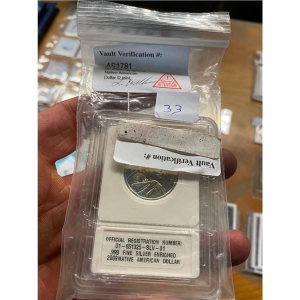 2009 NATIVE AMERICAN SACAGAWEA .999 FINE SILVER ENRICHED DOLLAR