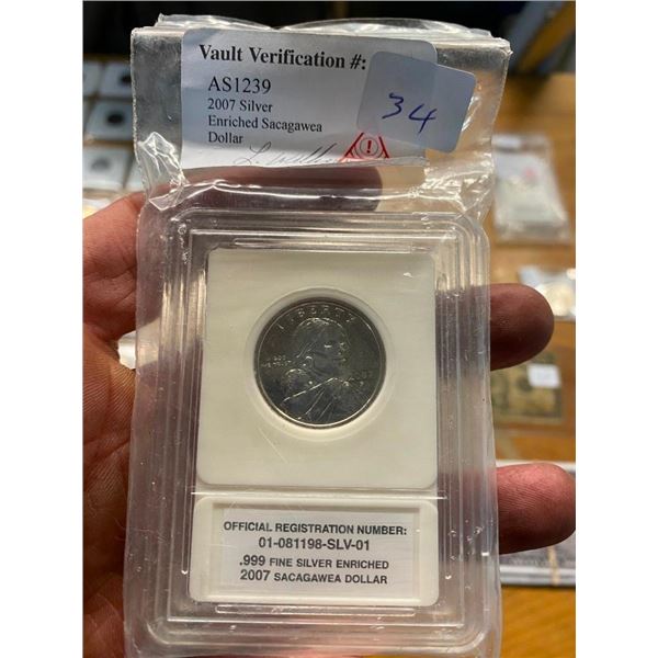 2008 NATIVE AMERICAN SACAGAWEA .999 FINE SILVER ENRICHED DOLLAR
