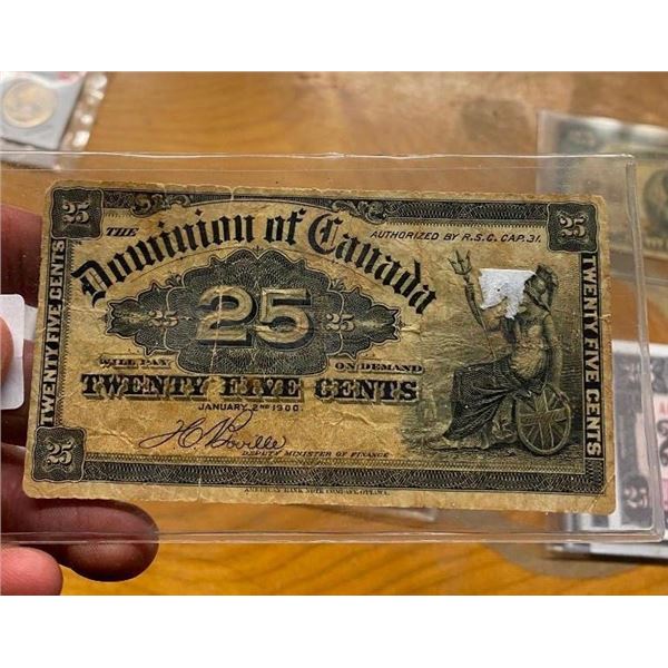 1900 CD 25 CENT SCRIPT SHILL PLASTER