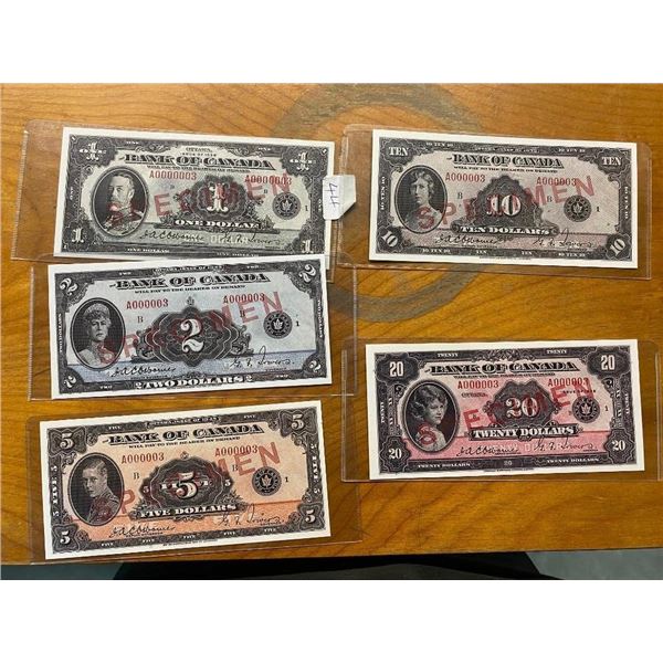 5 PCS - 1935 BANK NOTES ENGLISH ONLY REPRODUCTIONS - NOT REAL ONES