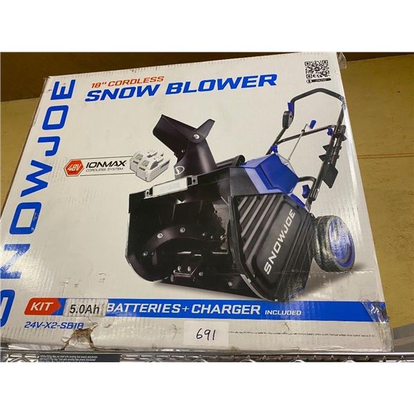 18 INCH CORDLESS SNOW BLOWER WITH BATTERIES AND CHARGER