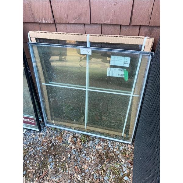 2 OF 26.5 X 25 INCH GLASS WINDOW PANE INSERTS