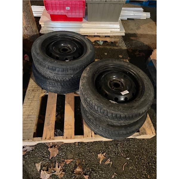 SET OF 4 UNIROYAL 185/60 R15 - TIRES ON RIMS
