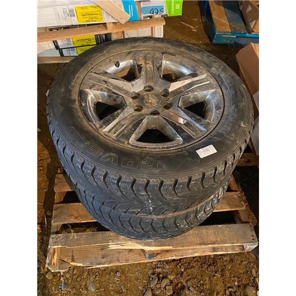 2 ROVELO 275/55 R20 TIRES ON CHEVY RIMS